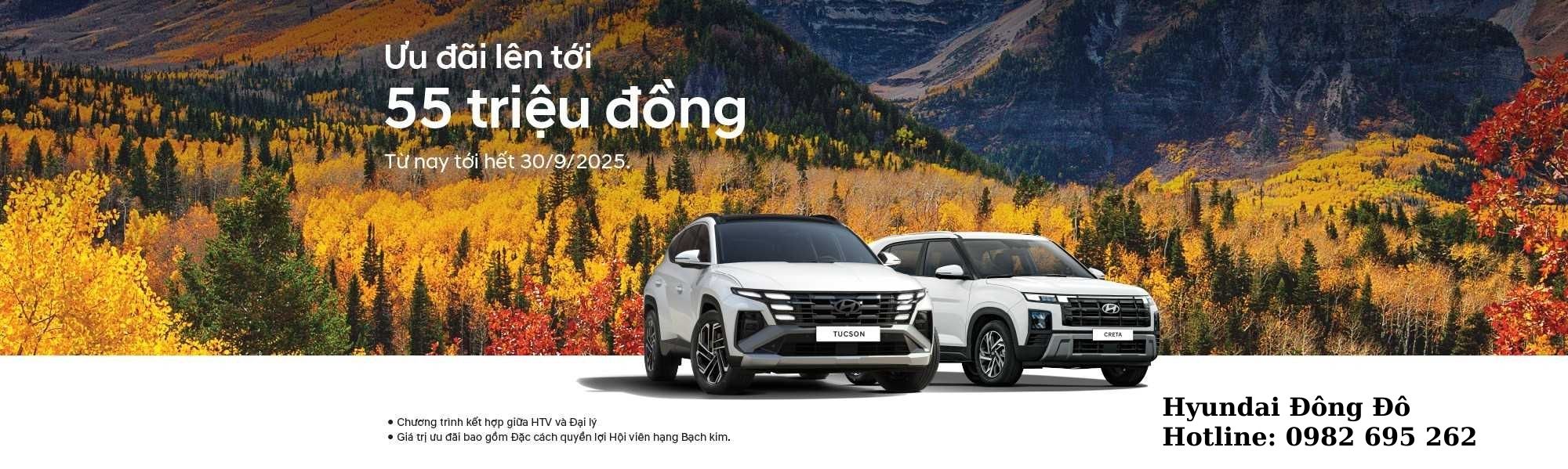 Khuyến mãi Hyundai Tucson và Hyundai Creta tháng 9/2025 tại Hyundai Đông Đô – Ưu đãi 55 triệu đồng